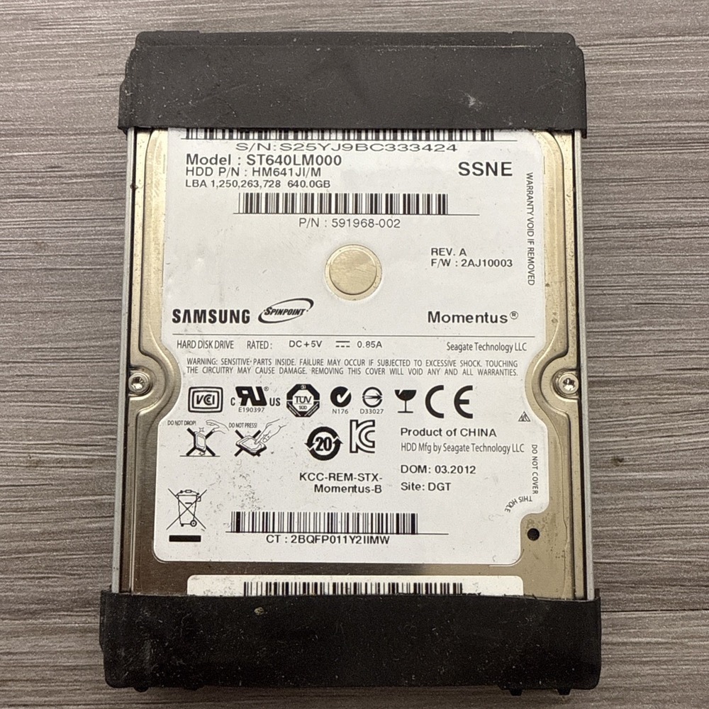 Samsung ST640LM000 P/N:HM641JI/M FW:2AJ10003 640GB 2.5" SATA Hard Drive